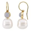 14K Yellow Gold Paspaley South Sea Cultured Pearl and Chalcedony Earrings - 12.00mm