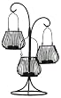 Metal lantern set of three with inserted glass cylinders 16"H