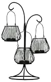 Metal lantern set of three with inserted glass cylinders 16"H