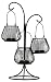 Metal lantern set of three with inserted glass cylinders 16"H