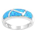 Sterling Silver Lab Opal Ring - 3mm Band Width - 7mm Face Height - Sizes: 5-9
