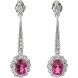14K White Gold Rhodolite Garnet and Diamond Earrings
