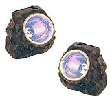 UKayed Solar Powered Blue LED Garden Rock Lights - Pack of 2