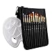 Paint Brushes Set - 12 Pieces Professional Paint Brush Set Painting Acrylic, Oil, Watercolor with Carrying Case and Palette (Black)