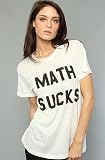 Wildfox The Math Sucks Oversize Tee in Dirty White,T-shirts for Women