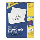 Printable Embossed Cards, 4-1/4 x 5-1/2, Ivory, 30 Cards and Envelopes per Box