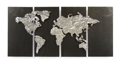 World Map Wall Art Abstract Modern Metal décor by Ash Carl