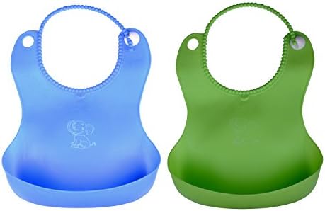 Zeltababy Soft Silicone Bib - Enhance Your Baby and Toddler Feeding Experience Today -Packs Of Two(Blue,Green)