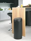 picture of Brabantia Touch Bin with Plastic Bucket, 30 Litre, Matt Black with Black Lid