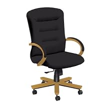 National Office Furniture Remedy High Back Executive Wood Office Chair, Honey Maple, Black Faux Leather