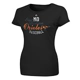 MLB Women's Baltimore Orioles Tie Game Short Sleeve Crew Neck Tee (Black, Large)