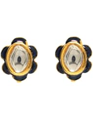 22kt Yellow Gold Diamond Pave Enamel Stud Earring Jewelry By Socheec