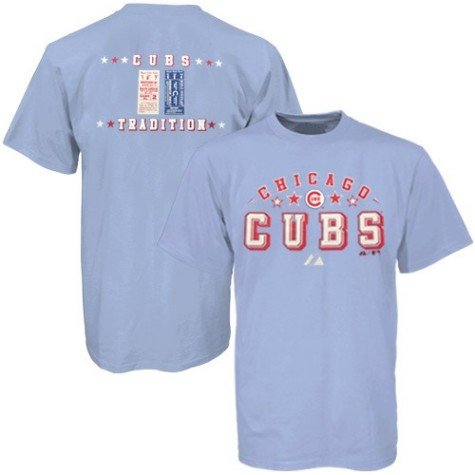 Mens Chicago Cubs Light Blue Ticket History T-shirt - M