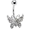 Crystalline Jeweled Butterfly Banana Belly Ring