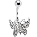 Crystalline Jeweled Butterfly Banana Belly Ring