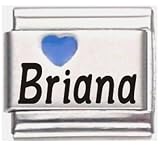 Briana Dark Blue Heart Laser Name Italian Charm Link
