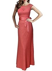 Vintage Lace Halter Sleeveless Scoop Neck General Print Nylon/Rayon Evening Dress/Bridesmaid Dress/Wedding Party Dress/Maxi Dress 