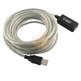 Active USB 2.0 Type A to A Extension Cable, 16 FT Translucent