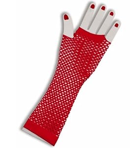 80's Red Long Fishnet Adult Gloves