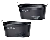 ナチュラルブリキポット オーバルＭ ブラック 290×155×125Hmm 3197-B-BK 2個セット