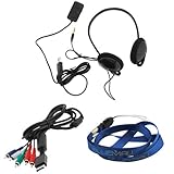 GTMax Remote Control Headset with Microphone + 6FT HD Component Cable for S ....
