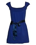 Royal Blue Sweater Tunic Dress with Tide Waist Strap
