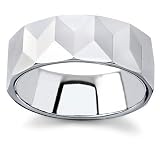 Tungsten Carbide Men's Wedding Band with Diamond Shaped Facets, 8mm