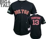 Carl Crawford Jersey: Big & Tall Majestic Navy Authentic Boston Red Sox Jersey with Fenway Park 100th Year Anniversary Patch