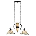 Kenroy Home Inverness Three-Light Island Fixture - Tuscan Silver with Chrome Swirl Globes