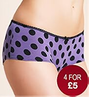 Cotton Rich Low Rise Spot Shorts