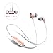 Sports Bluetooth Headphones,Sweatproof Magnet Attraction V4.0 Wireless In-ear Sports Earphones Headset Noise Reduction Earbuds Stereo Earphones with Microphone and Volume Control(PINK GOLDEN）