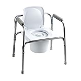 All-In-One Gray Coated Steel Commode w/Back