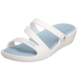 crocs Women's Patricia Sandal,Oyster/Sky Blue,6 M US