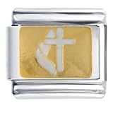 White Cross Religious Italian Charms Bracelet Link