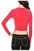 G2 Chic Women's Solid Long Sleeve Scoop Neck Crop Top