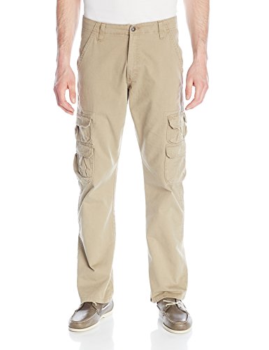 Wrangler Men's Authentics Men's Premium Relaxed Straight Twill Cargo Pant, British Khaki, 32x30