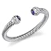 Radiant Glamour: Designer Inspired Sterling Silver Cable Style Bangle Bracelet with Amethyst CZ and White CZ Diamond