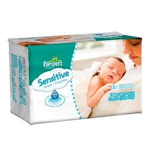 Pampers Sensitive Wipes, 2 x Refill 128 ct (Quantity of 5)