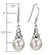 Platinum Overlay CAREFREE Sterling Silver Crystal Top 8-9mm AAAA Drop Pearl Earrings, White