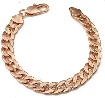 TKC 18K Rose Gold Filled Curb Link Bracelet Chain GF Mens 10mm 8.7"