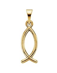 Jesus Ichthus Fish Pendant - 14k Yellow Gold - 22mm New
