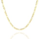 10K Yellow Gold Flat Figaro Chain Necklace 20''