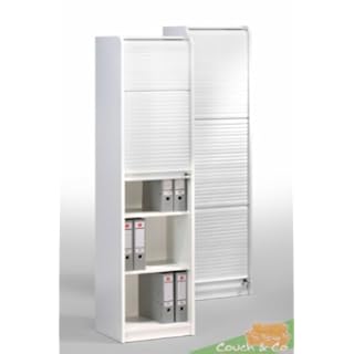 exklusiver Rollladenschrank, Farbe: Weiss / hochglanz Weiss, abschließbar - Qualitätmöbel