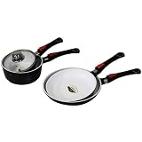 Lot Nice cooker de 4 pièces - 2 casseroles céramique avec manches amovibles et couvercles 16 et 20cm - 2 poêles céramique avec manches amovibles 24 et 28cm