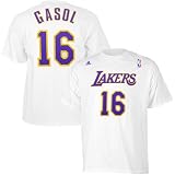 NBA adidas Los Angeles Lakers #16 Pau Gasol White Net Player T-shirt (Medium)