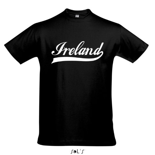 T-Shirt Irland Oldschool Ireland LÄNDERSHIRT EM / WM FAN Trikot S-XXL , Deep black – weiß , M