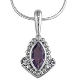 Sterling Silver Amethyst Marquise Pendant by Sajen, 18