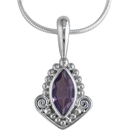Sterling Silver Amethyst Marquise Pendant by Sajen, 18