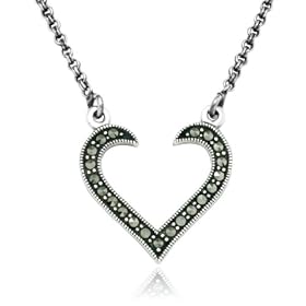 Sterling Silver marcasite open heart necklace Sterling Silver marcasite open heart necklace