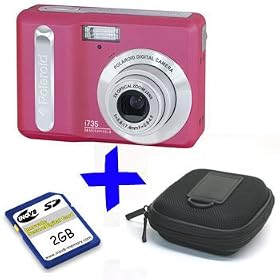 Polaroid i735 Pink Digital Camera 7MP 3xOptical Zoom +2GB +Hard Case Bundle